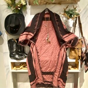 Boiled WOOL boho Cocoon kimono rustic duster w southwestern cabin cottage vibe